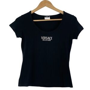 Vintage Versace Jeans Couture Y2K Short Sleeve Baby Tee Shirt Made in Italy